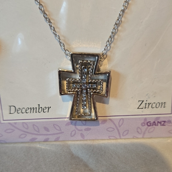 GANZ Silver Holy Trinity Birthstone Necklace-December - Picture 2 of 3